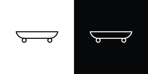 Skateboard icon symbol. Vector outline drawing. © Lily