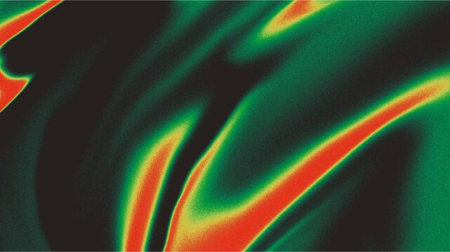 Abstract Thermal Background with Vibrant Green and Red Fluid Gradient Grainy Texture
