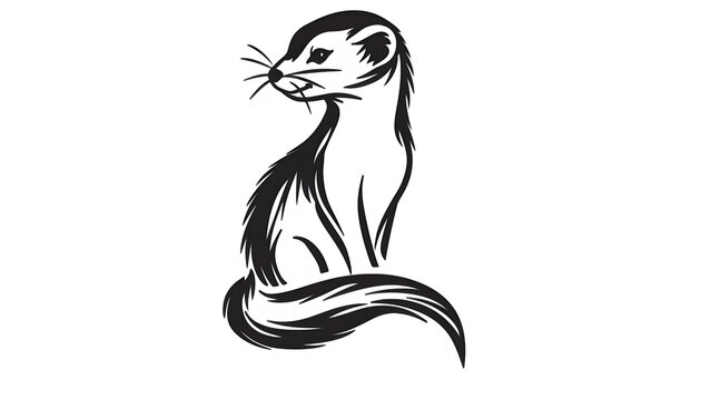 Elegant Ferret Silhouette Logo Design with Flowing Tail and Minimalist Wildlife Style