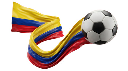 Fototapeta premium Colombia flag with soccer ball 3D render