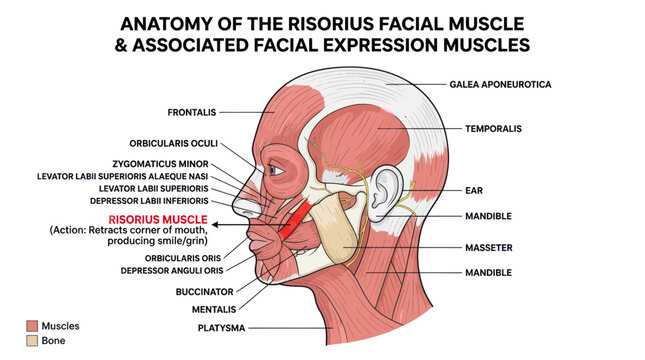 Anatomy of Risorius Facial Muscle.