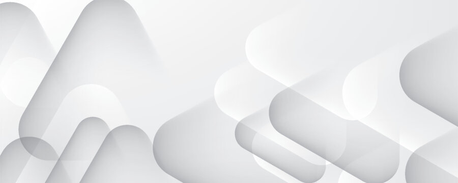 3D white geometric abstract background overlap layer on bright space with rounded triangles effect decoration. Graphic design element modern style concept for banner, flyer, card, cover, or brochure