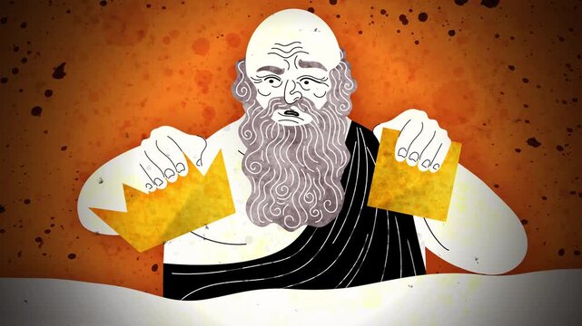 archimedes discovering the principle of buoyancy with a gold block and a crown