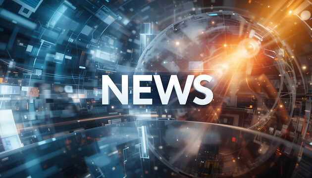 Breaking News Broadcast Background with Digital Technology and Glowing Light Effects