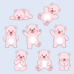 Obraz premium Bear Kawaii Nursery Animal Illustration