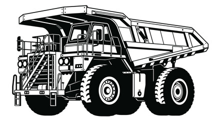 Black and White Mining Dump Truck Vector Illustration © ciko
