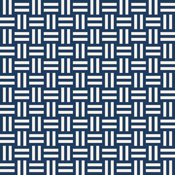 Seamless Japanese Ajiro Wicker Weave Pattern Vector Indigo