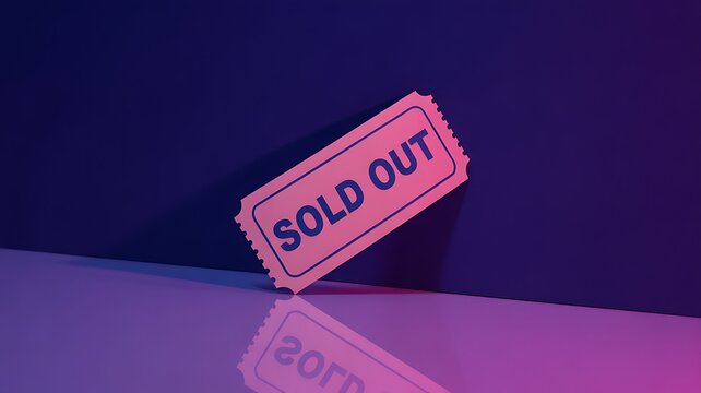 Sold out ticket representing high demand product and event availability concept