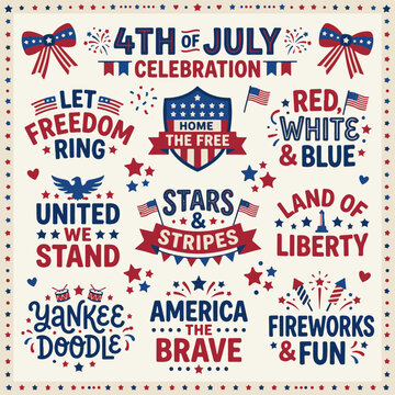 Happy Fourth of July Celebration with Patriotic Usa Symbols