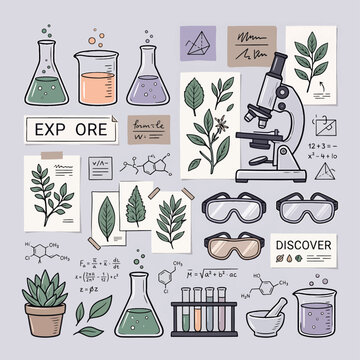 Science Exploration Laboratory Equipment Illustration.