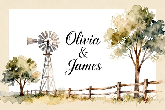 Rustic Windmill Farm Scene with Olivia & James