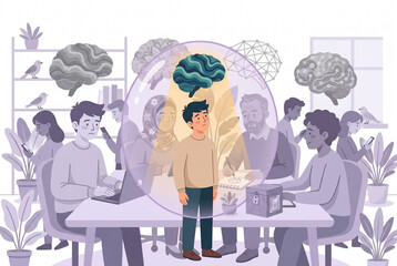 Obraz premium Neurodiversity Inclusion - Different Ways of Thinking and Acceptance at Work