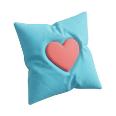 Naklejka premium Blue Pillow with Red Heart Shape