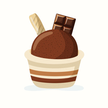 Chocolate ice cream cup isolated vector illustration