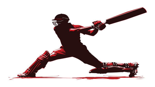 Cricket batter hits the ball with power during a match.