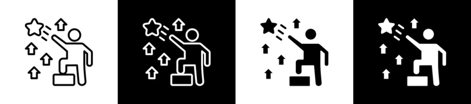 Confident Icon In Outline And Glyph Styles With Black And White Variations