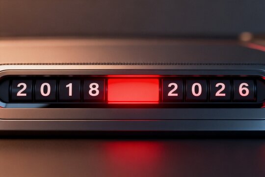 Digital Countdown Timer Displaying Years 2018 to 2026