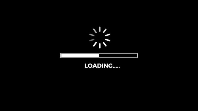 Minimalist loading progress bar animation on black background