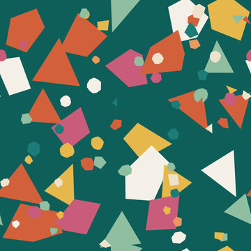 Bold Terrazzo Seamless Pattern - Transformative Teal Jumbo Fleck (Angular High Contrast)
