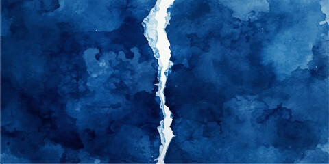 Blue icy water background with icicles on walls and roof, foggy storm sky texture, dark weather atmosphere, grunge blue nature pattern © Md