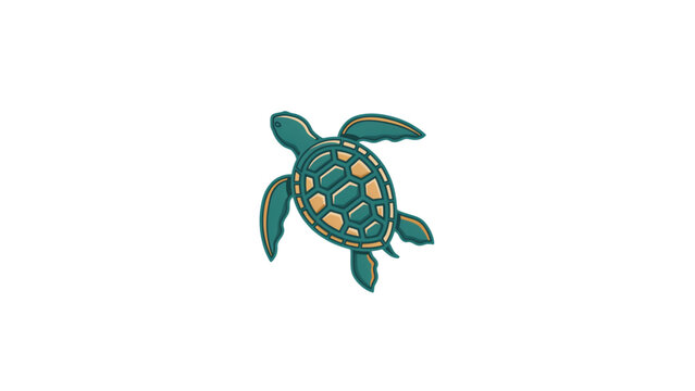 Cute cartoon sea turtle swimming with colorful shell pattern