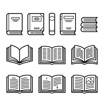 book icon vector set illustrating concepts of reading education and knowledge for various literary and library resources
