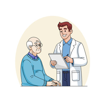Doctor consulting elderly patient