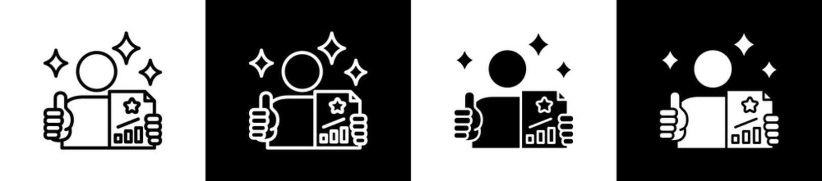 Character Icon In Outline And Glyph Styles With Black And White Variations