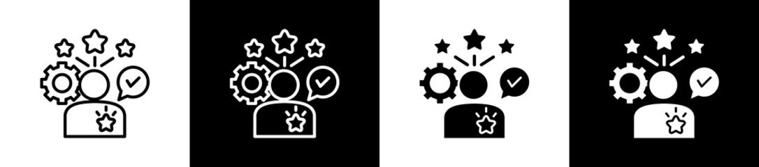 Fame Icon In Outline And Glyph Styles With Black And White Variations © kanfaz art