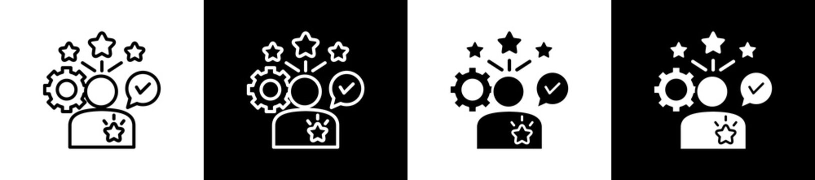 Fame Icon In Outline And Glyph Styles With Black And White Variations