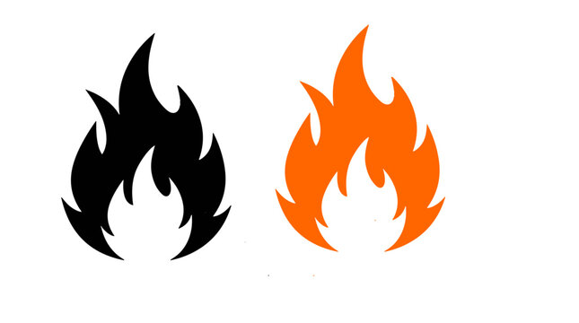 Black and orange stylized flames icon set