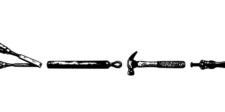 Gun Barrels and Rifles Illustration with Detailed Textures and Vintage Monochrome Style Featuring Firearm, Rifle, Rifle Barrel with Weapon and Weapon