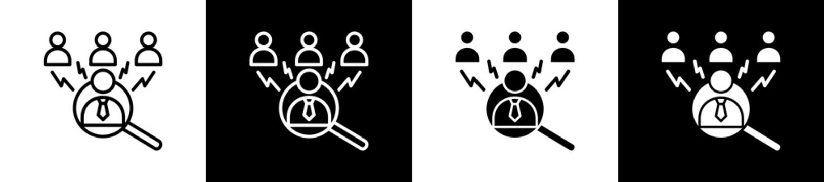Lead Icon In Outline And Glyph Styles With Black And White Variations