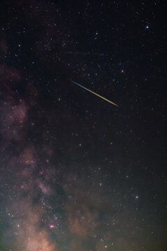 Constellations and Milky Way stars on a dark countryside skies.