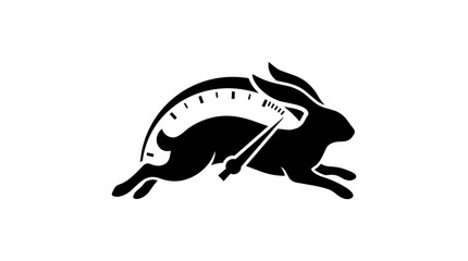 Fototapeta premium Rabbit, running fast, speed, black silhouette, sport