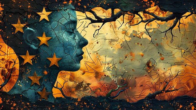 Abstract representation of European identity and cultural unity