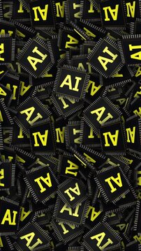 Seamless AI Artificial Intelligence Chip Animation Background, Endless, Loop
