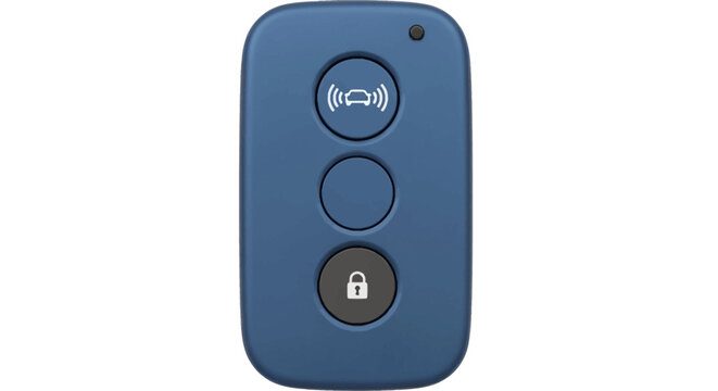 A blue wireless remote control for a vehicle security system