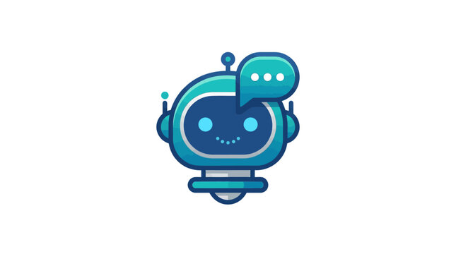 Cute robot with speech bubble.