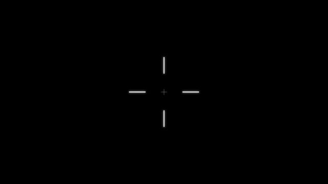 Abstract crosshair target icon for focus concept. Military training, Military target icon animation on dark background.