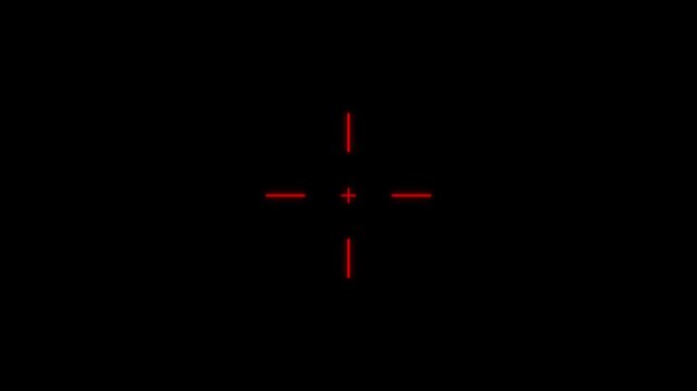 Abstract crosshair target icon for focus concept. Military training, Military target icon animation on dark background.