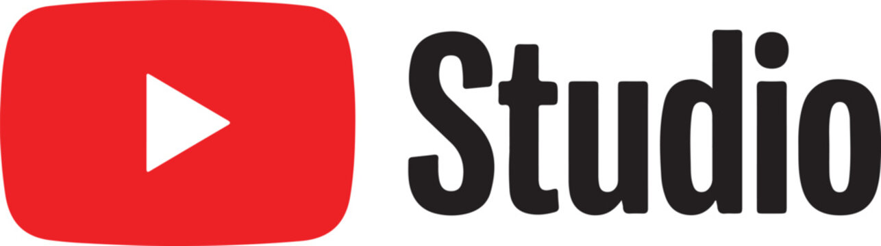 YouTube Studio flat vector icon, creative branding symbol, isolated on transparent background, professional digital content management illustration.
