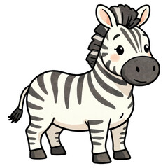 Obraz premium Cute Zebra Illustration: A charming cartoon illustration of a zebra, showcasing its iconic black and white stripes and friendly expression.