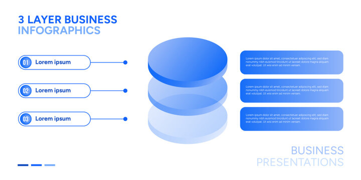 Modern 3 Layer Isometric Cylinder Business Infographic Template with Stacked 3D Discs