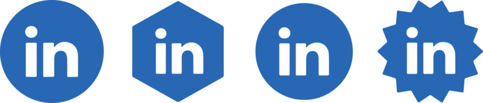 Set of LinkedIn Logo Icons Vector Illustration, Hand-drawn Social Media Brand Symbols, Transparent Background Web and Print Graphic Elements