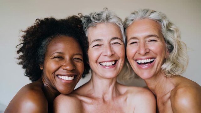 Diverse group of smiling women of different ages and ethnicities celebrating life