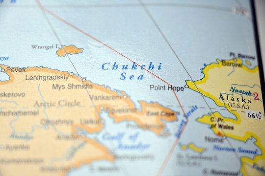 Chukchi Sea Arctic Ocean Region on World Map with Soft Blurred Background Minimal Geographic Concept