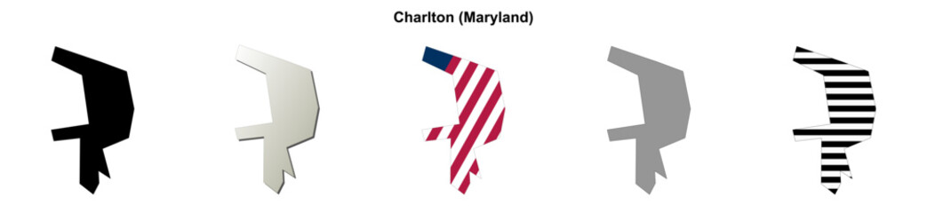 Obraz premium Charlton (Maryland) blank outline map set