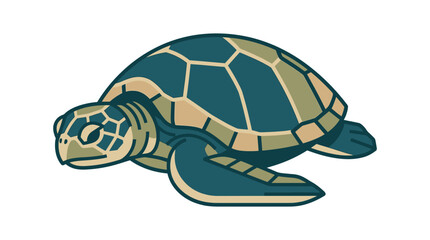 Cartoon sea turtle swimming alone. © Alpin