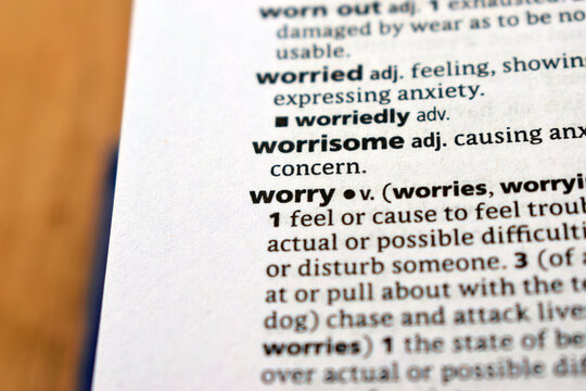 Detail Of English Dictionary Page And Word Pronunciation Of - worry
